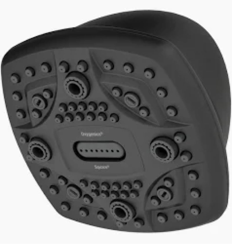 Oxygenics 6.0 -Spray Matte Black 4.5-in Square High Pressure Shower Head 1.8 GPM | 35271