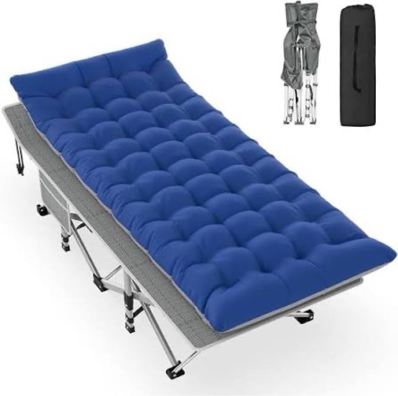 FOLDING bed CAMP blue grey