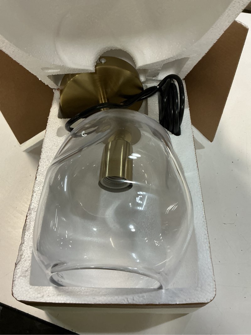 Condition photo showing Good Condition for casamotion glass pendant light gold and clear organic globe ceiling hanging fixtures modern industrial ambient lighting over kitchen island sink bar counter porch small medium lamp 8 inch h clear+gold 8"h-1 pack
