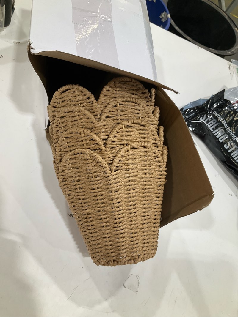Condition photo showing Good Condition for glooglitter small clip-on chandelier rattan lamps set shade scalloped lampshade 3"top x 6"bottom x 5-1/4"slant height empire lamp shade chandelier or accent lamp(paper rope,naturals,4 pcs) paper rope naturals 4