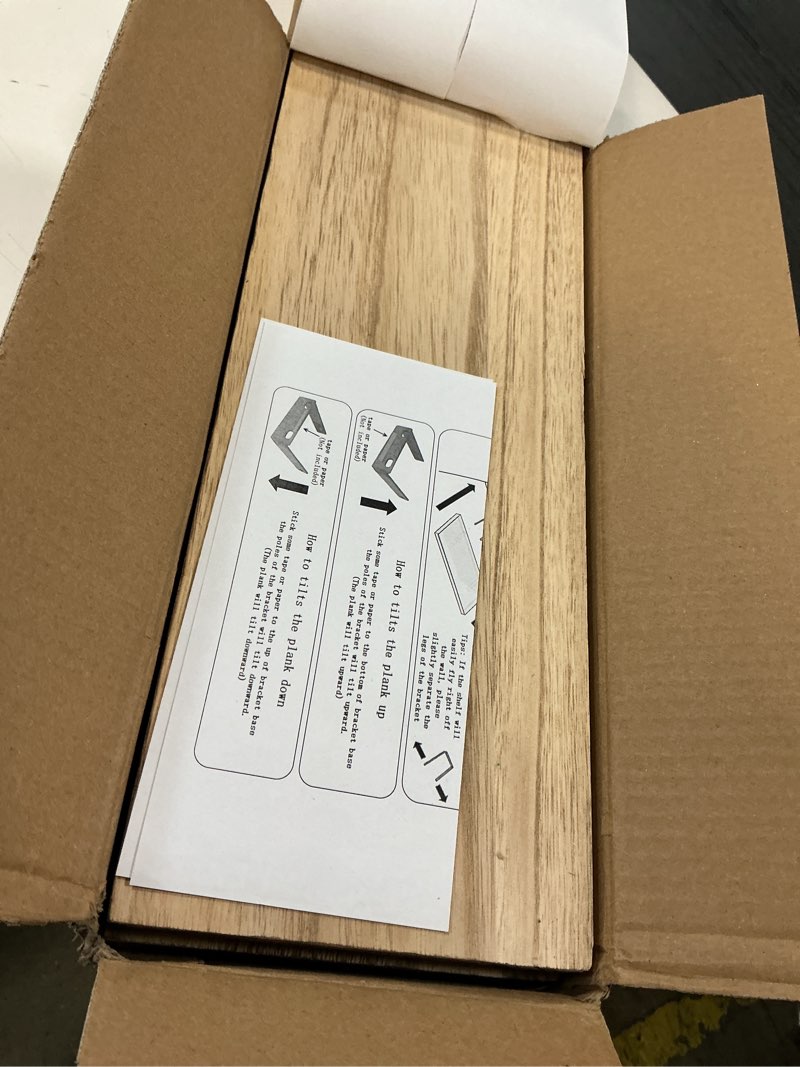 Condition photo showing Good Condition for wood floating shelves for wall, wooden wall shelves for bedroom, mounted shelves for living room, set of 4 light brown 48 inch