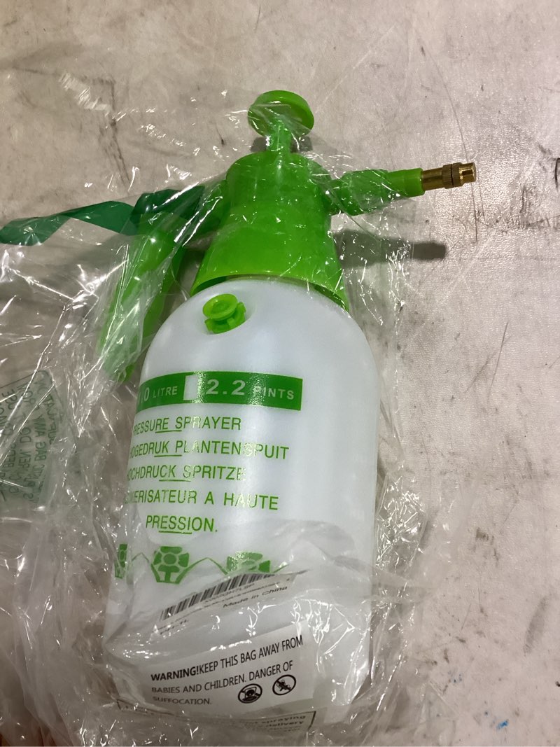 Condition photo showing Good Condition for garden pump sprayer,68oz/34oz hand-held pressure sprayer bottle for lawn with safety value&adjustable nozzle, for watering,spraying weeds,home cleaning and car washing,0.5 gallon 34oz green