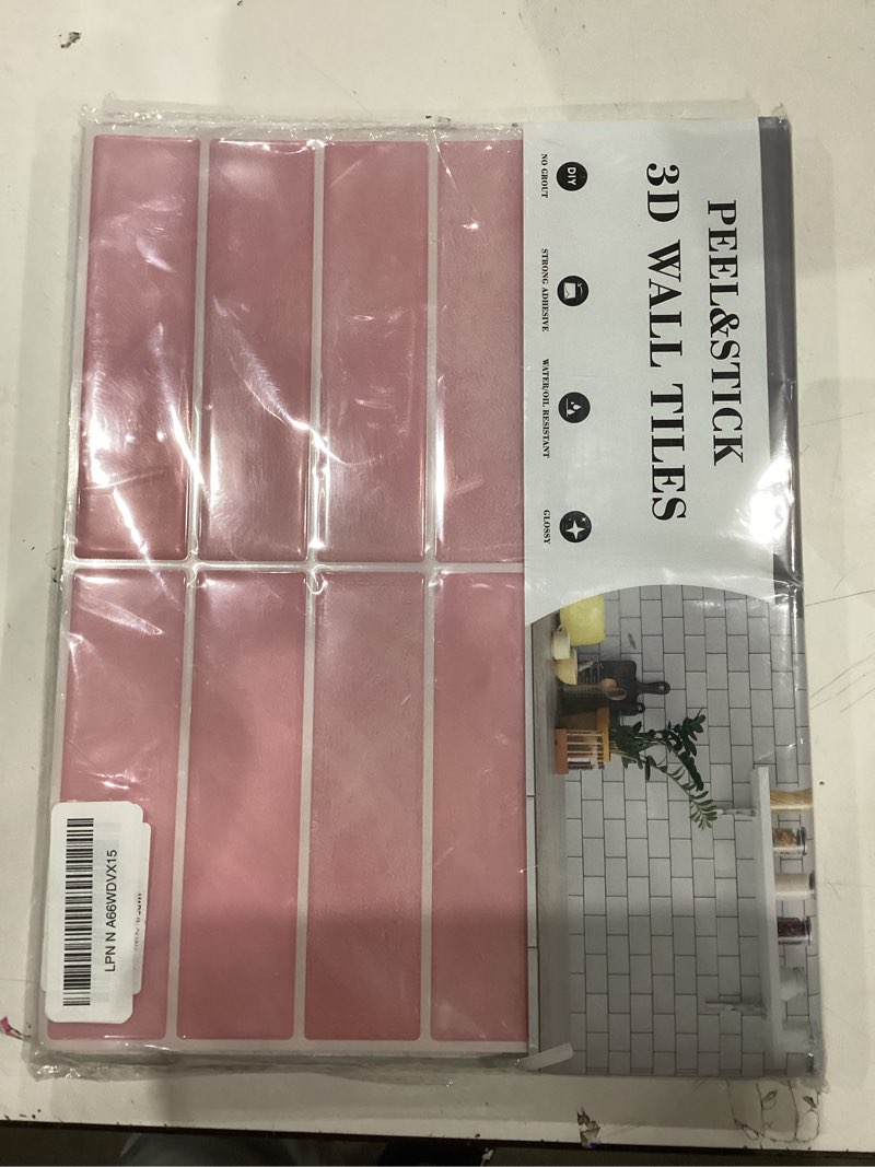 Condition photo showing New/Like New for Peel and Stick Backsplash 3D Wall Tiles,Self-Adhesive,Oil Proof,Waterproof, Removable Wall Panels for Kitchen & Bathroom,Modern Design, Easy Install (10.7ft?12x9 inch,14 Pack) (Pink)