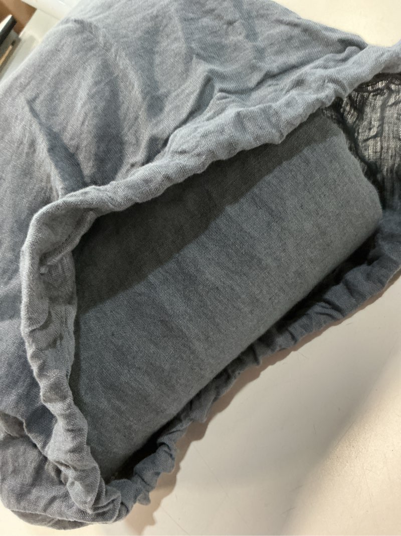Condition photo showing Good Condition for european linen chambray sheet set size: queen color: charcoal