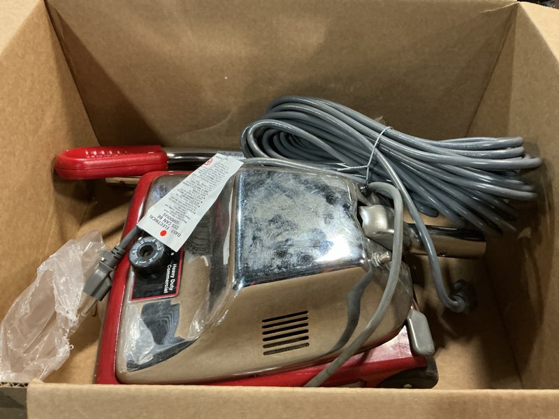 Condition photo showing As Is for sanitaire tradition upright bagged commercial vacuum, sc886g 8.5" x 17.3" x 21.3