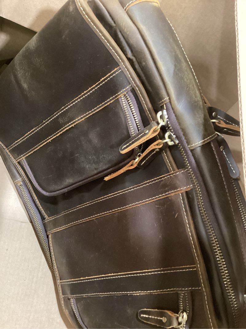 Condition photo showing New/Like New for LANNSYNE Vintage Genuine Leather Backpack For Men 15.6 Inch Laptop Bag School Bag Overnight Weekender Camping Daypack Rucksack