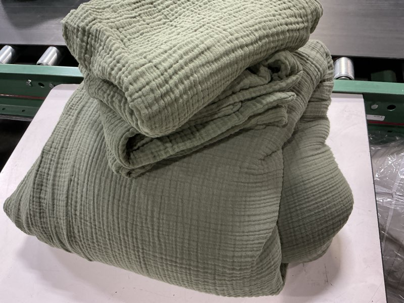 Condition photo showing Good Condition for (king,color olive)organic airy gauze duvet cover set(quince)
