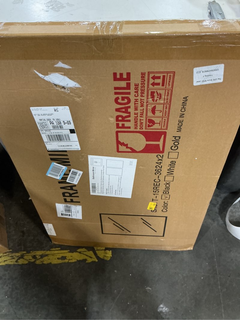 Condition photo showing New/Like New for Bathroom Vanity Mirror for Wall, 2 Pack 36" x 24" Metal Framed Rectangular Bathroom Wall Mirror for Over Sink, HD Shatterproof Glass, Hangs Horizontally or Vertically(Black) Matte Black 36''x24''-2PCS