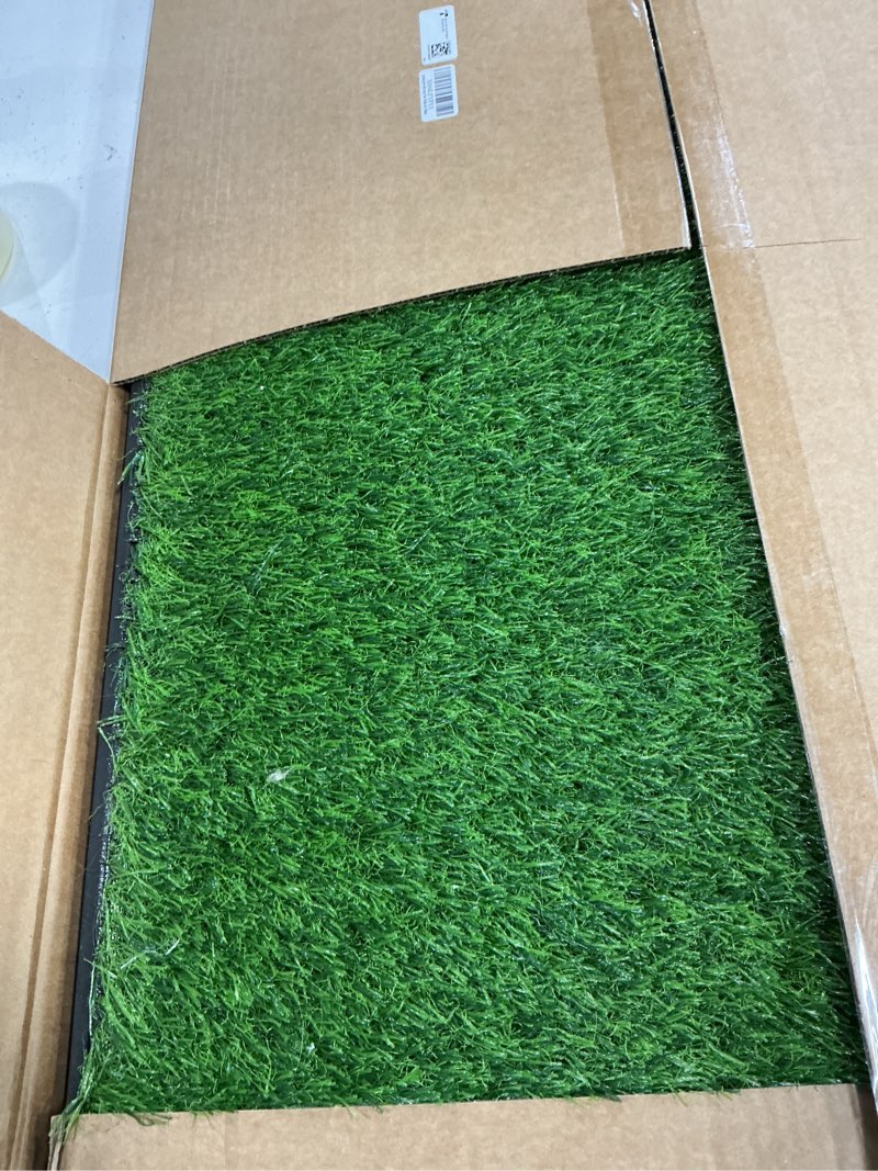 Condition photo showing New/Like New for Dog Grass Pad with Tray, 34''X23'' Large Artificial Turf Grass Potty, Reusable Puppy Pee Pads for Dogs, Portable Dog Litter Box for Indoor/Outdoor Potty Training Toilet