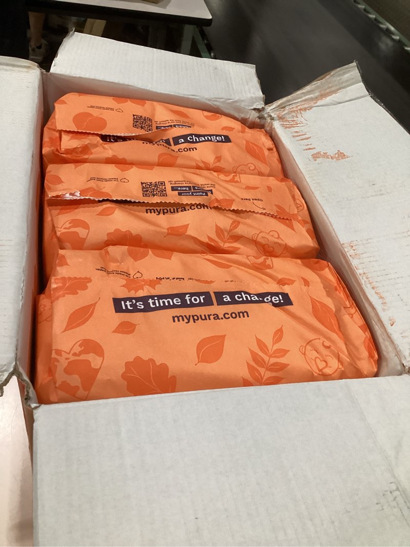 Condition photo showing Good Condition for pura size 7 eco-friendly diapers (33+lbs) hypoallergenic, tcf, soft organic cotton, sustainable, up to 12 hours leak protection, allergy uk, recyclable paper packaging, 6 packs of 17 (102 diapers) size 7 102