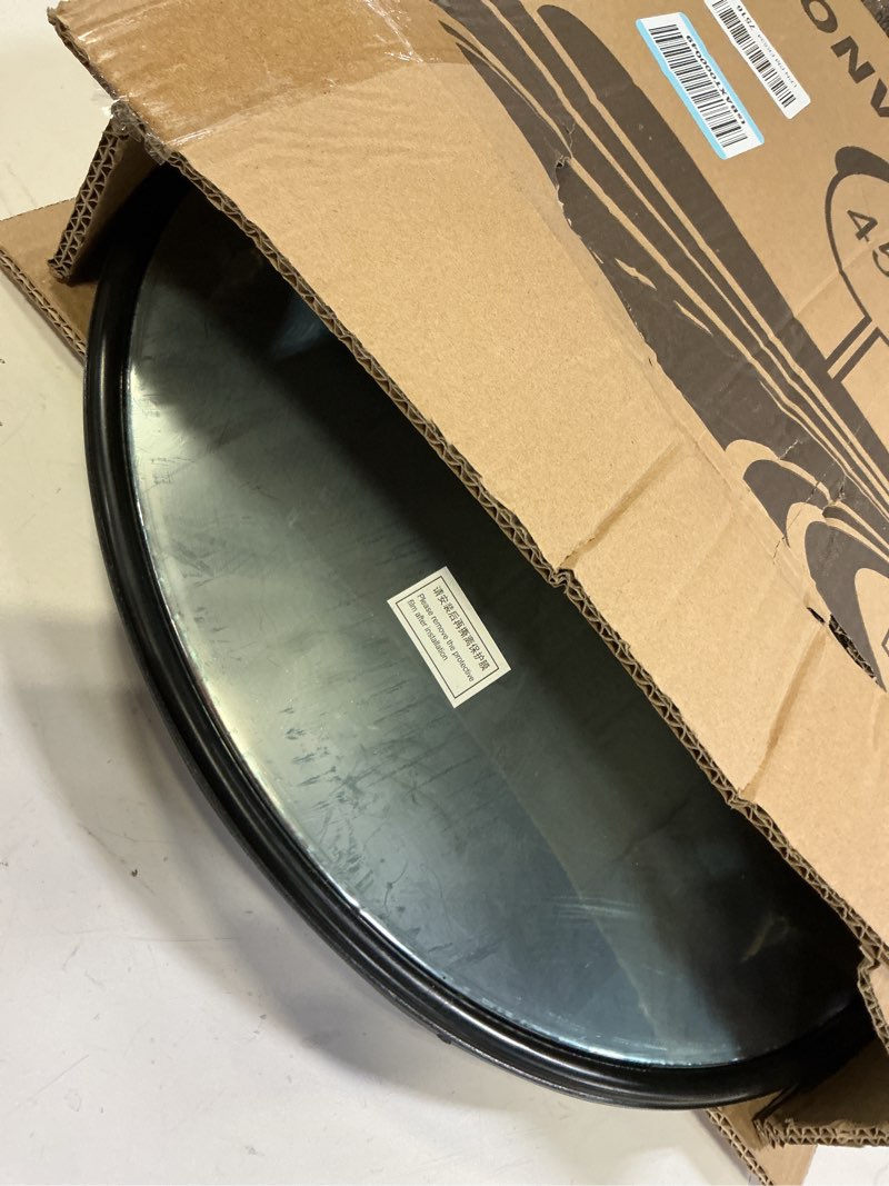 Condition photo showing As Is for cnqlis 18 inch convex mirror outdoor with adjustable wall fixing bracket,blindspot traffic mirror for driveway garage park outdoor wide angle view curved security blind spot 18" 1