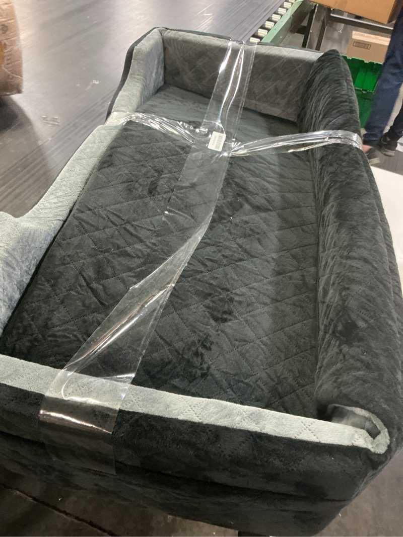 Condition photo showing As Is for heggcooe large dog car seat under 100 lbs, washable dog car bed for 2 medium dogs, detachable pet booster seat with storage pocket and seat belt for back seat dog travel bed black/grey