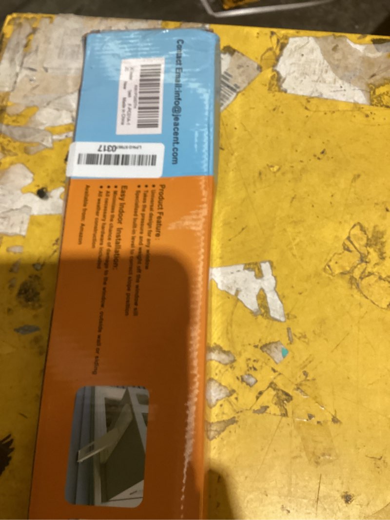 Condition photo showing As Is for jeacent ac window air conditioner support bracket light duty, up to 85 lbs up to 85 lbs drill needed
