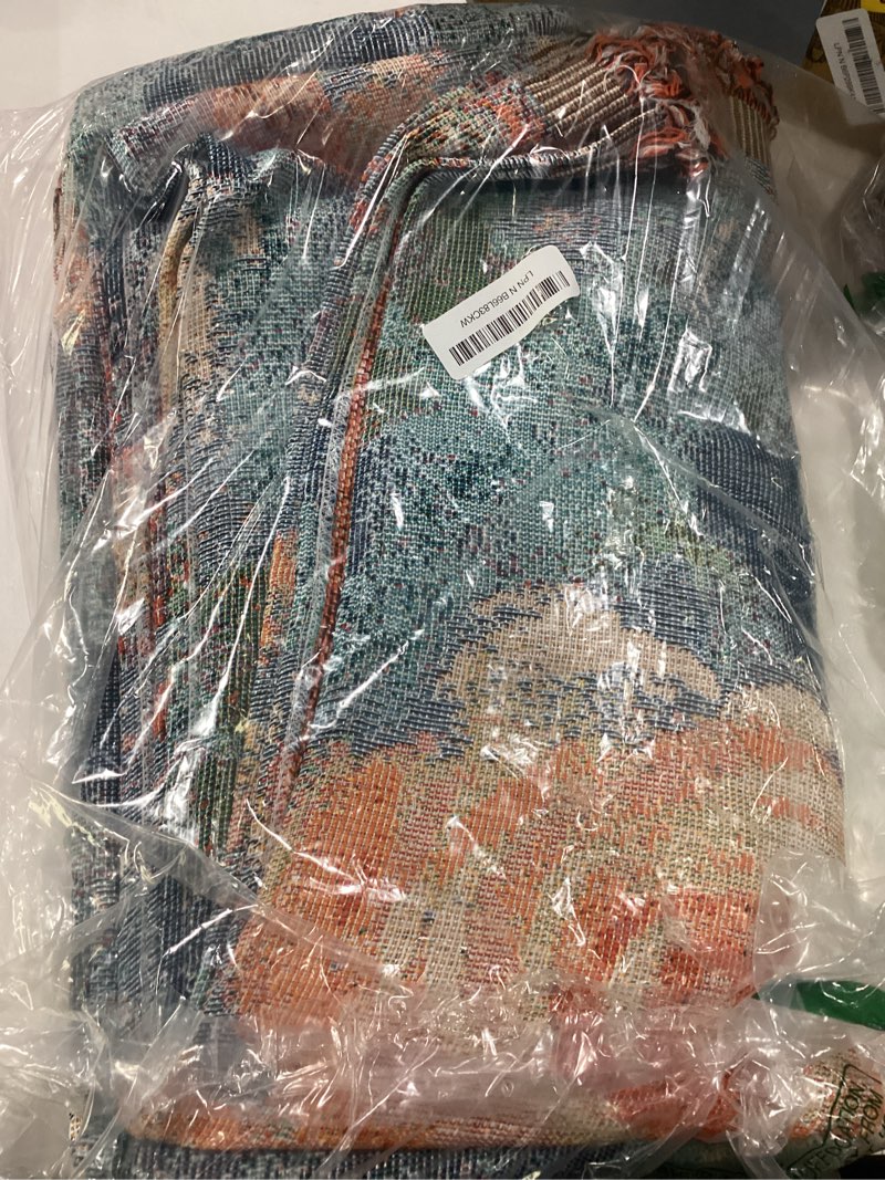 Condition photo showing Good Condition for vclife flower couch cover for sectional sofa washable sofa cover, modern peach blue flower sofa couch cover breathable anti-slip cotton linen sofa slipcover with tassel aesthetic sofa cover 71"x118" large (71*118inch) 1# linen: floral 01