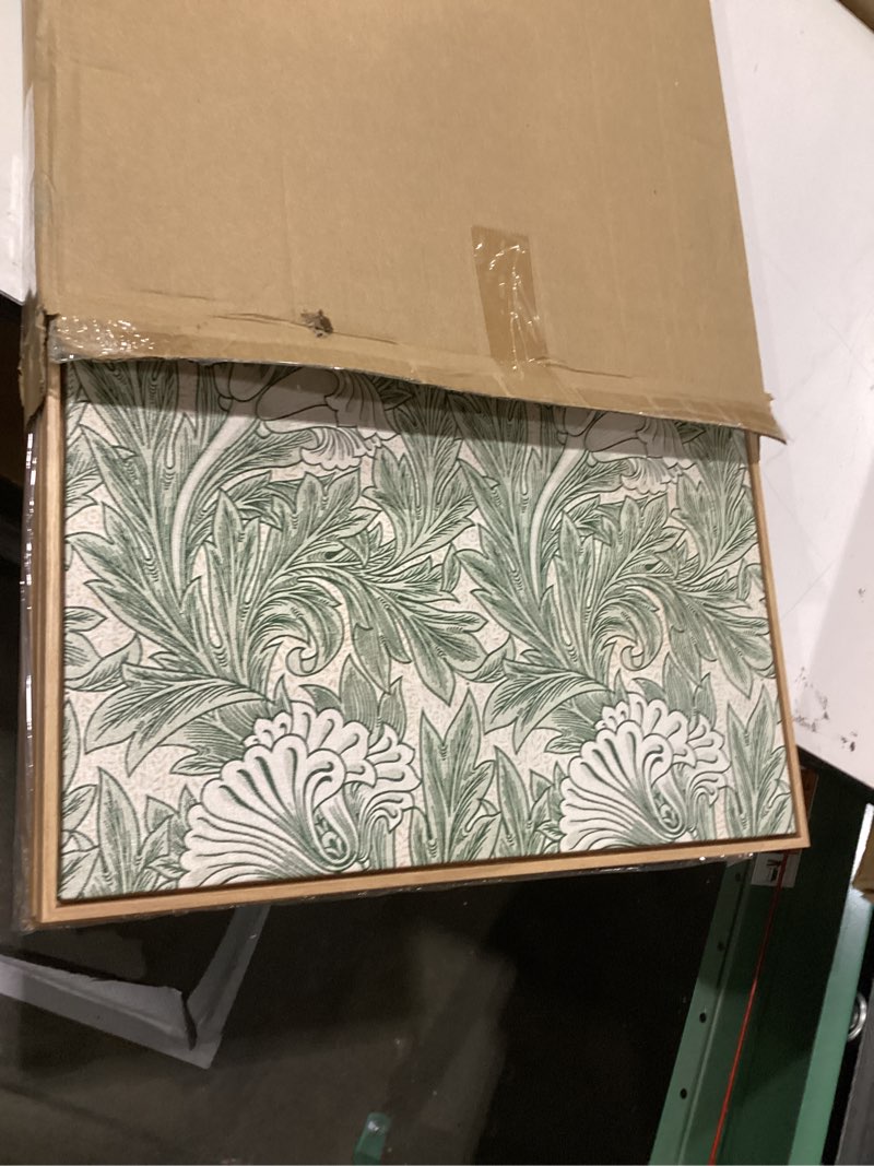 Condition photo showing New/Like New for Large Flowers Wall Art for Living Room Natural Wood Float Framed Art Set of 3 William Morris Floral Canvas Picture Vintage Artwork Green Botanical Leaf Art Prints for Bedroom Wall Decoration 20"X28"X3 20" X 28" X 3 Framed Green