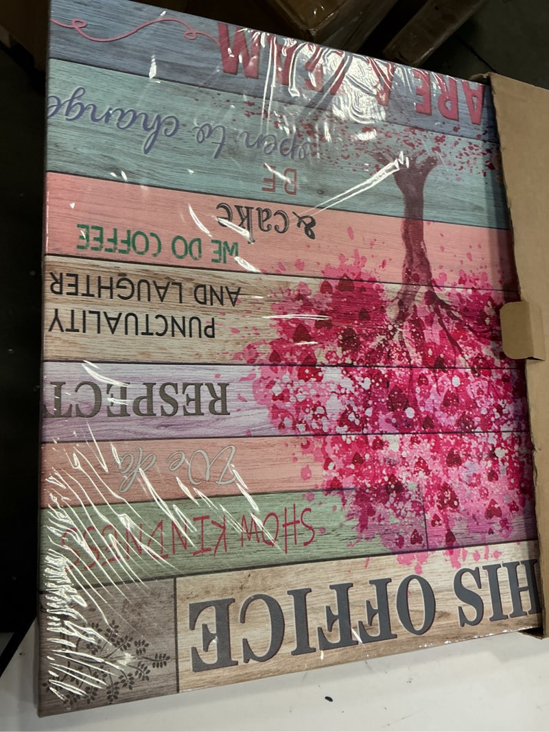 Condition photo showing Good Condition for pink inspirational wall art for office women motivational quotes phrases poster rustic heart tree pictures framed wall art décor contemporary home workspace desk decorations gifts for women 20x24inch 24"l x 20"w aa22-20-heart tree office
