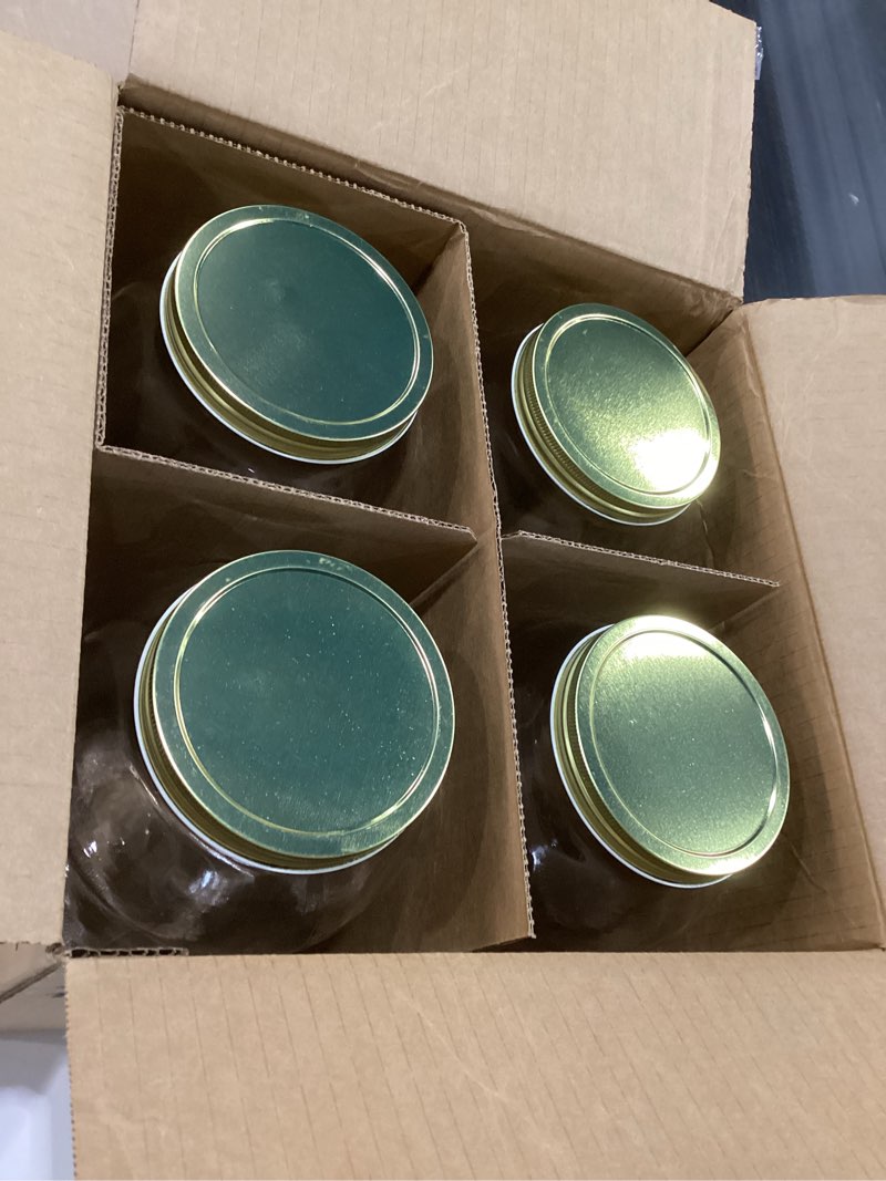 Condition photo showing New/Like New for kitchentoolz 2 Pack - 1 Gallon Glass Mason Jar Wide Mouth with Airtight Metal Lid - Safe for Fermenting Kombucha Kefir - Pickling, Storing and Canning- BPA-Free Dishwasher Safe- Made in USA Gold Lid (2 Pack)