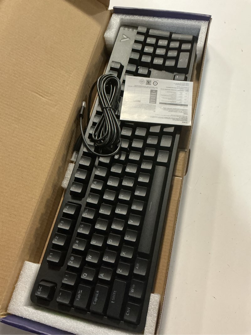 Condition photo showing Good Condition for Rapoo V500Pro Full-Size Mechanical Gaming Keyboard, 104 Keys Anti-Ghosting, Customizable Rainbow RGB Backlit, Multimedia Hotkeys, Removable Top Case, USB-C, Heavy Duty, 2024 Edition, Brown Switch