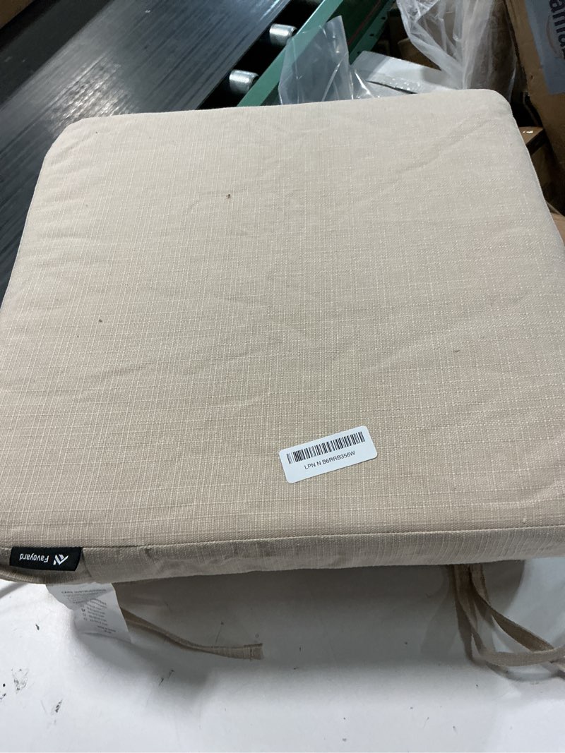 Condition photo showing Good Condition for favoyard outdoor chair cushion 19 x 19 x 3 inch rainproof & 3-year fade resistant patio furniture cushions with removable cover and adjustable ties for garden sofa couch pads set of 2, beige beige 19 x 19 x 3 in