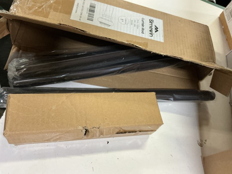 Condition photo showing Good Condition for simewin heavy duty curtain rods for windows 28 to 48 inches, bronze curtain rods with classic finials for bedroom, living room, patio, kitchen 28"-48" bronze