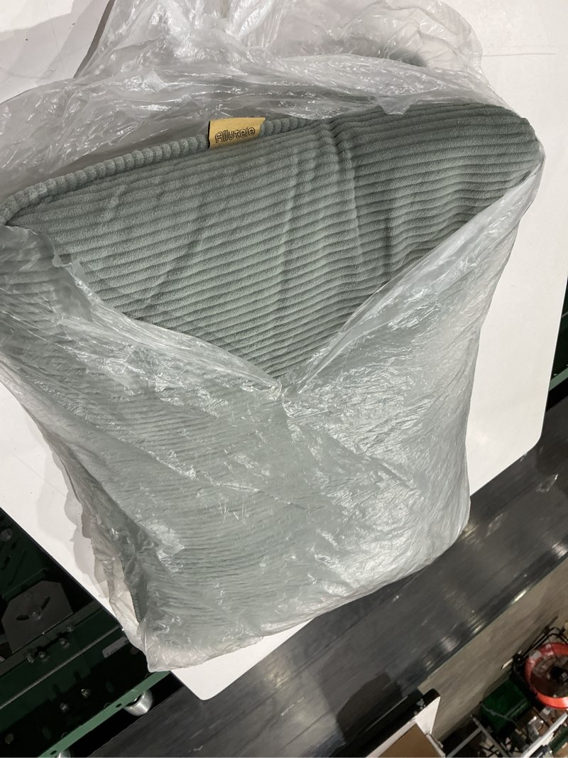 Condition photo showing As Is for pat. pend. corduroy lumbar support pillow for sitting and posture support, triangle cushion for bed, sofa or couch, reading back pillow with removable washable cover, peacock blue peacock blue standard