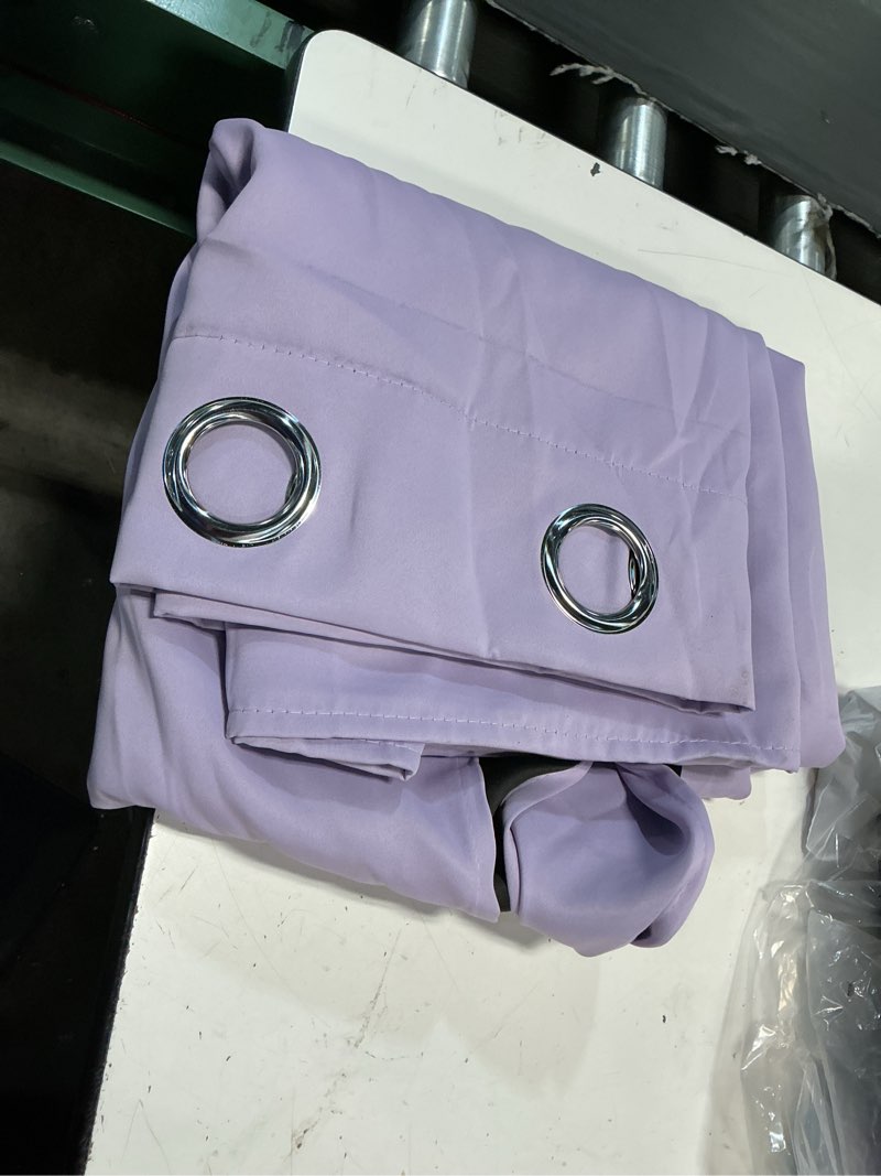 Condition photo showing Good Condition for miulee blackout room darkening curtains thermal insulated drapes solid window treatment set grommet top light blocking curtain for living room/bedroom 2 panels 52 x 84 inch length lilac lilac 52"w x 84"l (pack of 2)