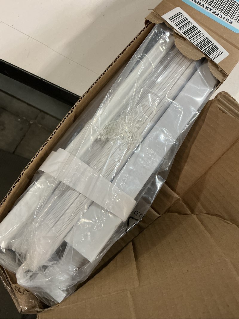 Condition photo showing As Is for LazBlinds No Tools No Drill 1" Vinyl Mini Blinds, Cordless Blinds for Windows, Light Filtering Horizontal Window Blinds & Shades, 35 1/2" W x 64" H, White Cordless-white 35 1/2" W x 64" H