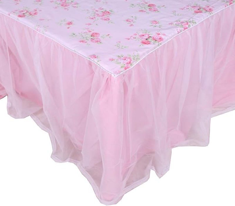 LELVA Dust Ruffled Bed Skirts King Size Wrap Around Lace Bed Ruffle with Platform 18 inch Deep Drop 