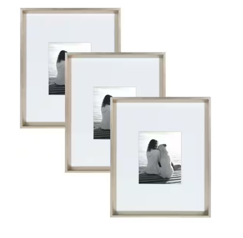 Calter 16 in. x 20 in. Matted to 8 in. x 10 in. Silver Picture Frame (Set of 3)