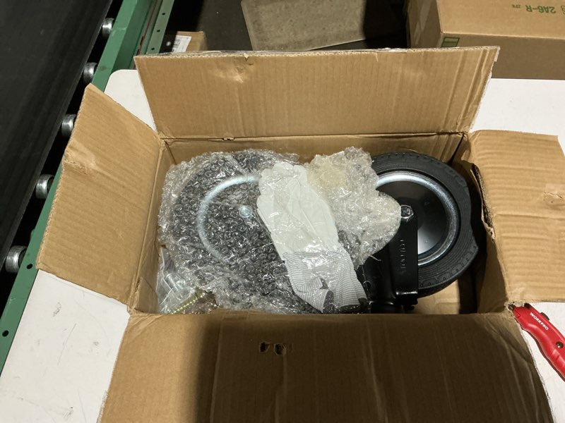 Condition photo showing Good Condition for rigid 8 inch caster wheels set of 4 heavy duty industrial swivel locking casters 3200 lbs load capacity, fixed black rubber wheels for cart, furniture, workbench - bolts & screws included… 2 fixed and 2 brake