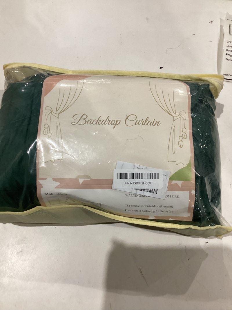 Condition photo showing As Is for Hunter Green Backdrop Curtain - 20x10FT Back Drop Curtains for Parties Wrinkle-Free Soft Polyester Backdrop Wedding Decoration Photoground Backdrop Stain-Resistant for Back Drop Stand, 4 Panels 20 ft x 10 ft(4 panels) Hunter Green