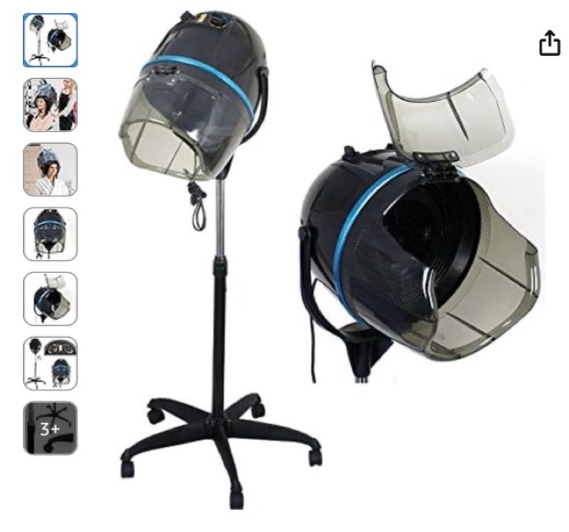 JungleA Professional Bonnet Hair Dryer, Stand Up High Speed Blow Dryer w/Rolling Wheels Base, Temperature/Time/Height Adjustable Equipment, Suitable All Hair Types for Beauty, Spa, Home, Salon