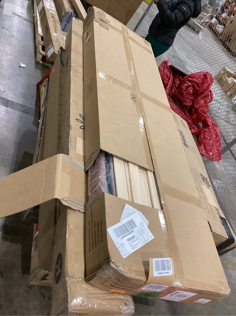 Condition photo showing Good Condition for King Size Upholstered Bed Frame with Adjustable Headboard, Faux Leather Platform Bed with Wood Slats, Lychee Grain Leather, No Box Spring Needed, Easy Assembly, Noise Free, Brown King