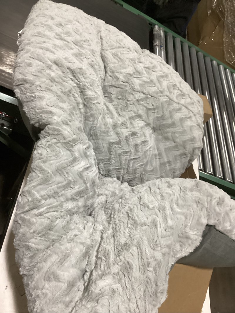 Condition photo showing As Is for liferevo fluffy faux rabbit fur body pillow cover, soft cute bubble shaggy plush bed body pillowcase with zipper closure, long 20"x54" fuzzy furry pillow case for pregnancy side sleeper, light grey 54" x 20" (pack of 1) light grey
