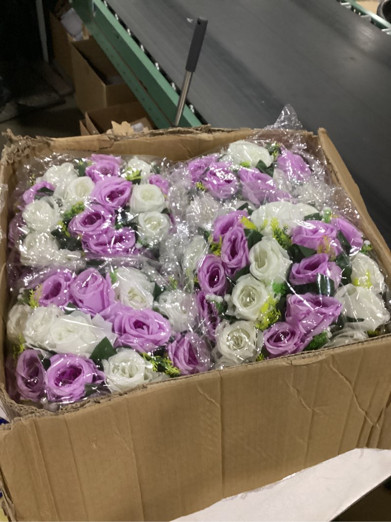 Condition photo showing New/Like New for NUPTIO Large Artificial Flower Centerpieces - 10 Pcs 13.8in Diameter Lilac & White Fake Flowers Roses Balls - Silk Faux Rose Arrangement for Tables Wedding Party Centerpiece Table Decorations 10 Lilac & White