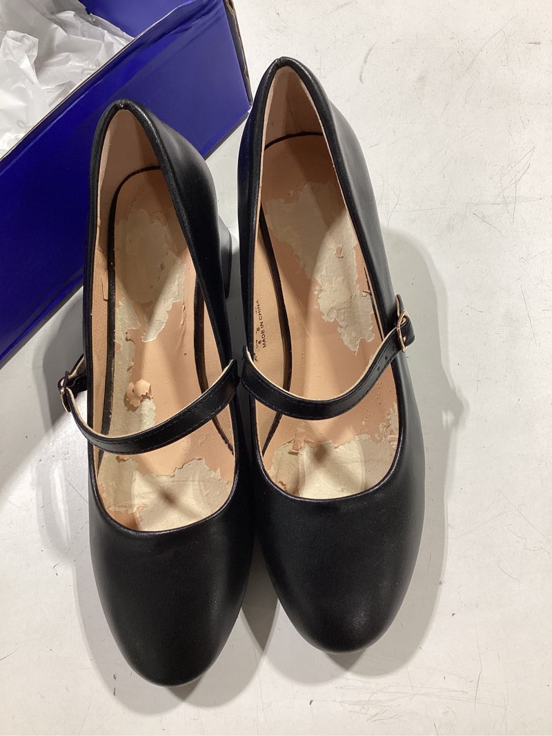 Condition photo showing As Is for trary mary jane shoes women, chunky mary janes heels for women shoes dressy casual, dress shoes for women block heels closed toe mary jane pumps 8 pu black