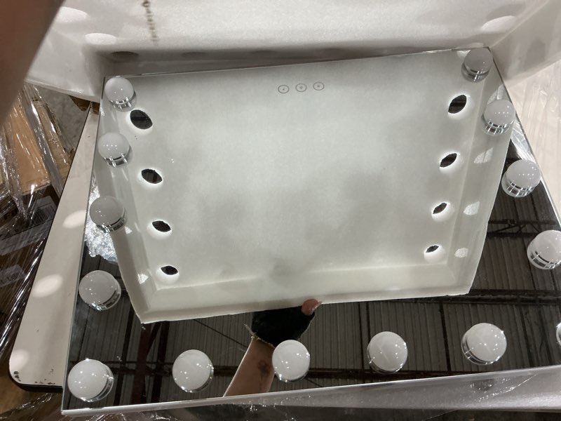 Condition photo showing Good Condition for vanity mirror with lights lighted makeup mirror with dimmable led bulbs,3 color lighting modes,usb charging port touch control,sturdy metal frame design,white (50x40cm, 4.70) white 19.7"l x 16.6"w