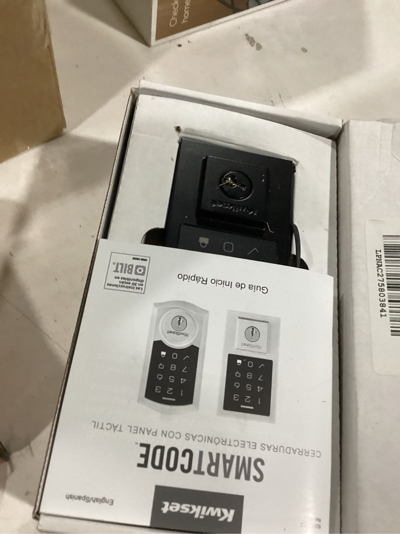 Condition photo showing As Is for Kwikset SmartCode 270 Keyless Entry Electronic Touchpad Deadbolt Door Lock with Auto-Lock, Custom User Codes, Advanced Security in Matte Black Contemporary