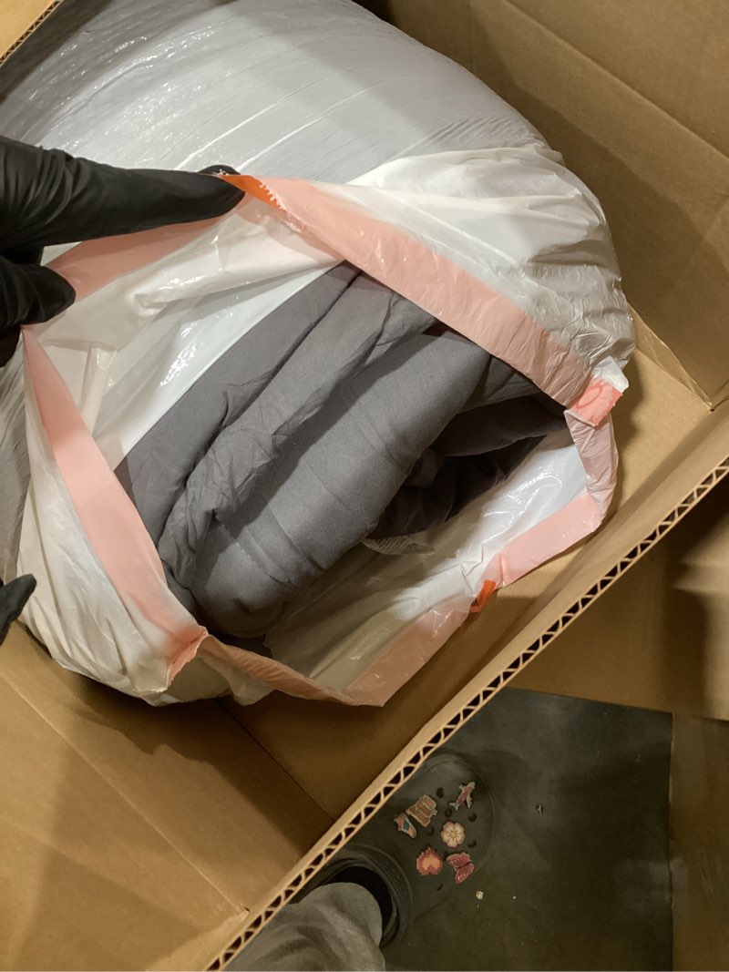 Condition photo showing As Is for Bedsure Comforter Duvet Insert - Quilted Comforters Cal King Size, All Season Duvet, GentleSoft Down Alternative Bedding, with 8 Tabs, Gifts for Women/Men, Grey, California King 96 X 102 Inches Grey California King