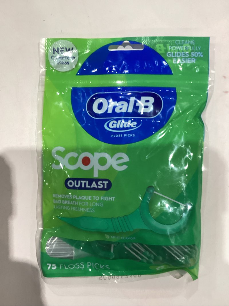 Condition photo showing New/Like New for Oral-B Glide Complete Floss Picks, Dental Floss Picks, Scope Outlast, 75-ct, Toothpicks Floss Picks