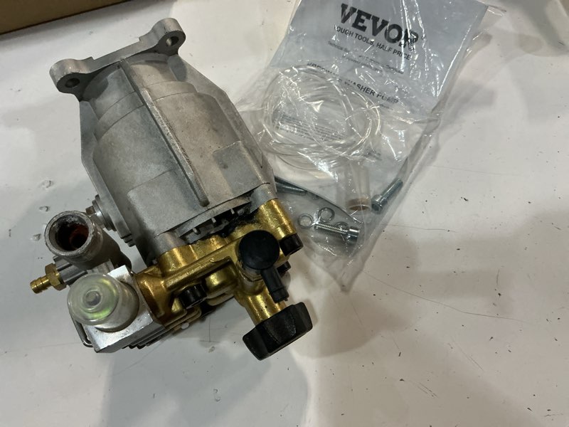 Condition photo showing As Is for vevor pressure washer pump, 3/4" shaft horizontal, 2500-3400psi, 2.5 gpm, replacement power washer pumps, parts washer pump, compatible with honda, simpson, ryobi, briggs & stratton, subaru, craftsman