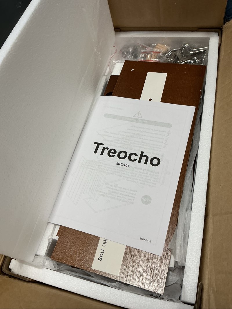 Condition photo showing New/Like New for treocho wood wall cabinet, bathroom medicine cabinet storage with doors and adjustable shelf, rustic cabinet wall mounted for bathroom, livingroom, kitchen, cupboard, reddish brown