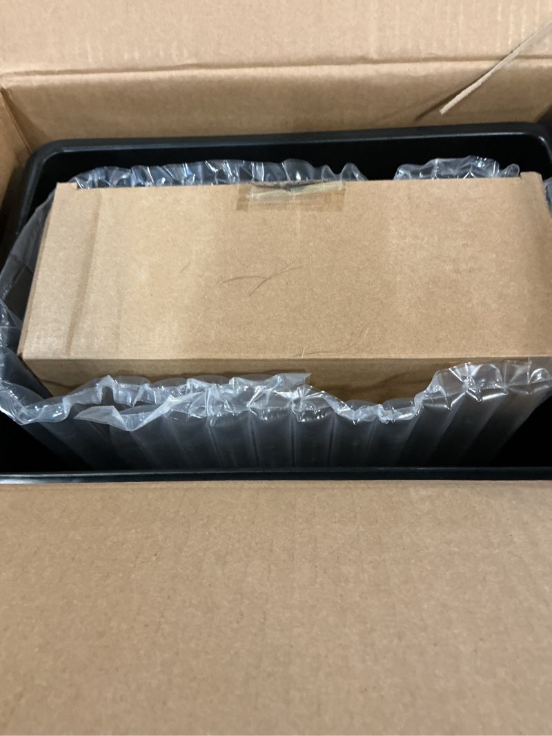 Condition photo showing New/Like New for insputer 8 gal pull out trash can under cabinet, heavy duty under sink garbage can kit with soft-close slides for kitchen, laundry, requires minimum cabinets opening 12" w x 18" d silver single-8gal