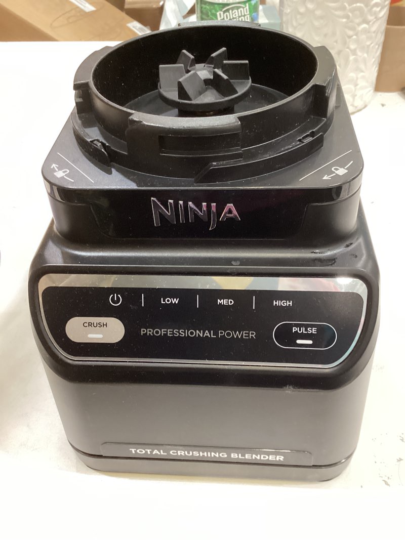 Condition photo showing As Is for ninja br201amz professional blender 2.0, 1200 watts, auto-iq program, total crushing blades, 72-oz. pitcher, 4 manual speeds for smoothies, shakes, and frozen drinks, dishwasher-safe parts, dark grey generation 2 (1200 watts)