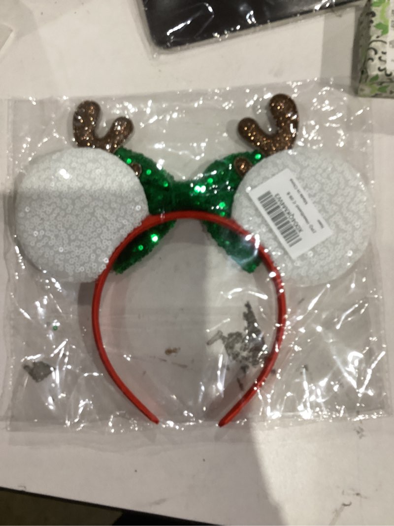 Condition photo showing New/Like New for Glitter Mouse Ear Headband, Christmas Candy Hair Accessories For Adults Women, Christmas Holiday Cosplay Costume Party