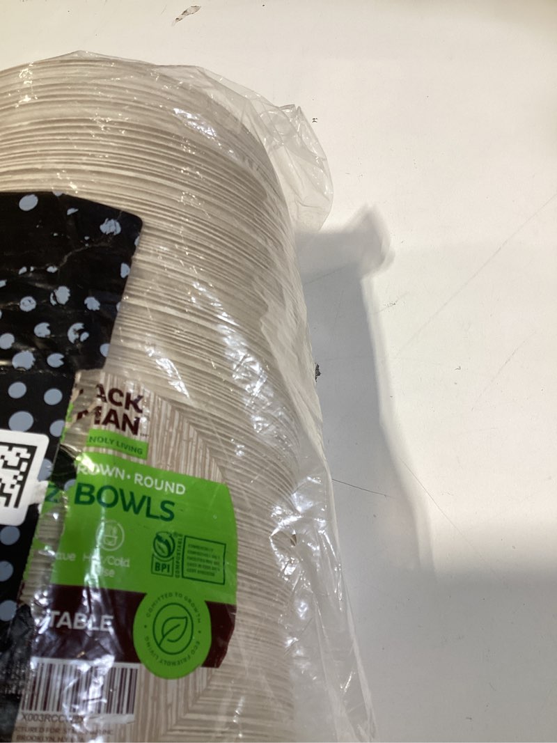 Condition photo showing New/Like New for paper bowls, 100% compostable disposable soup/salad bowls 12 oz 125 pack, pfas-free bpi certified eco-friendly hot/cold food bowls, natural brown