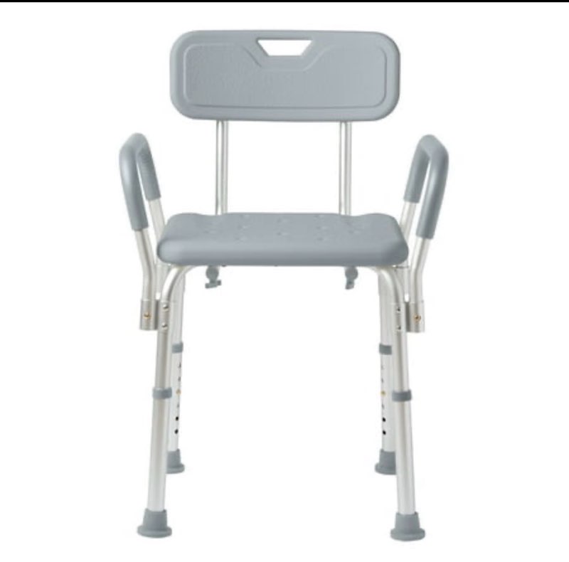 Medline Shower Chair with Backrest and Padded Armrests  350 lb. Capacity  Gray