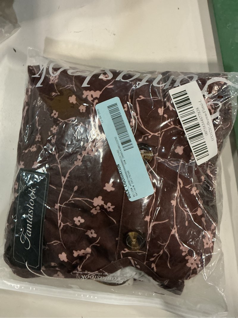 Condition photo showing New/Like New for fantaslook long sleeve dresses for women v neck casual fall dress button floral midi dresses with pockets(color is brown  no blue)