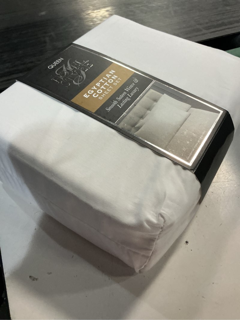Condition photo showing Good Condition for 100% cotton percale sheets queen size, 1 flat sheet- crisp, cool and strong bed linen, luxury breathable sheet, white