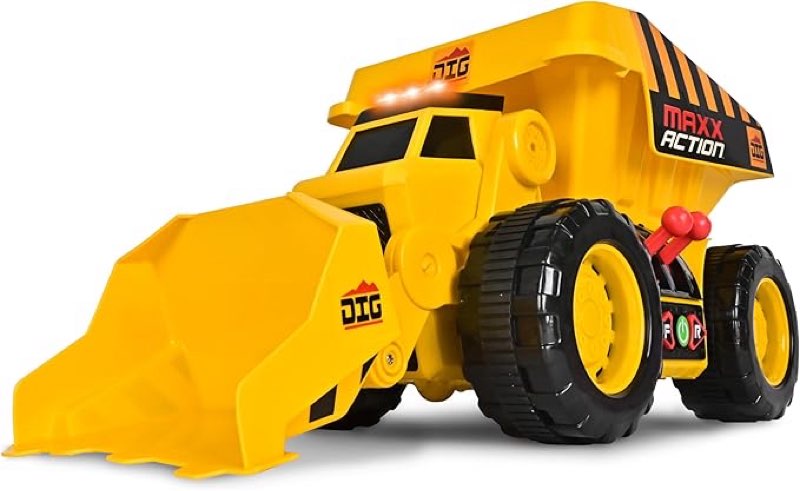 Maxx Action 19'’ 2-N-1 Motorized Dig Rig – Excavator and Dump Truck Toy with Joystick Control for Toddlers | Gift for Kids 3+ | Lights, Sounds & Interactive Construction Vehicle, Batteries Included